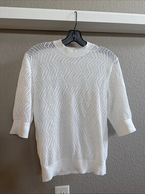 Proenza Schouler White Label White Open-Knit Crewneck Sweater Sz S